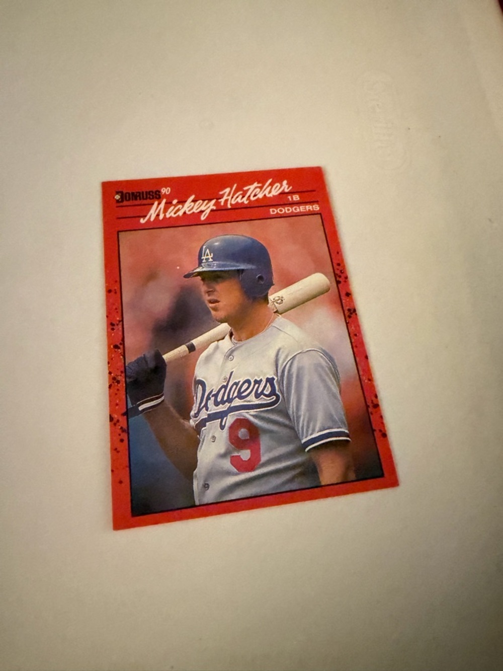 1990 Donruss Mickey Hatcher dodgers baseball card